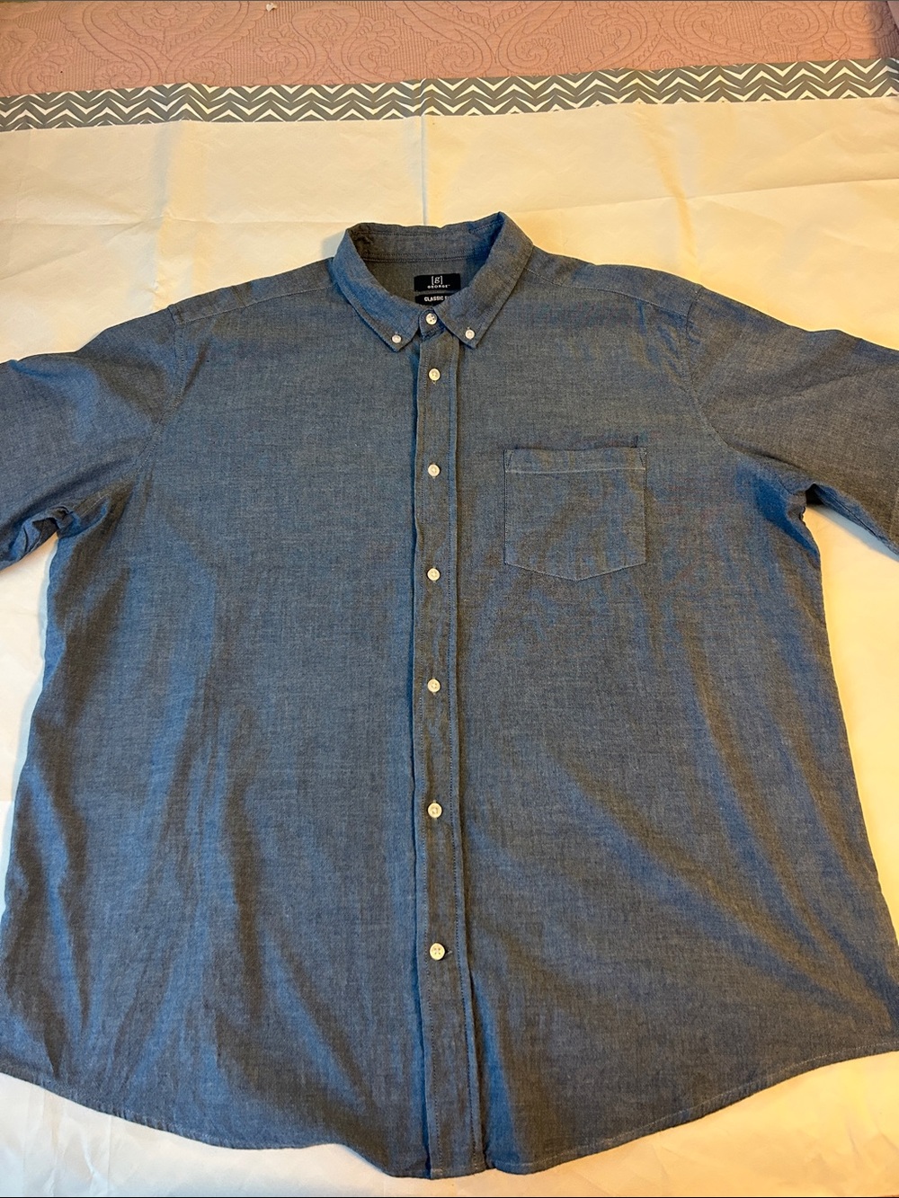 George Men's Blue Button-Down Chambray blue Shirt.Size XL. Cotton